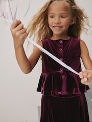 Burgundy Red Velour Waistcoat and Short Set (3-16yrs) - Image 3 of 8