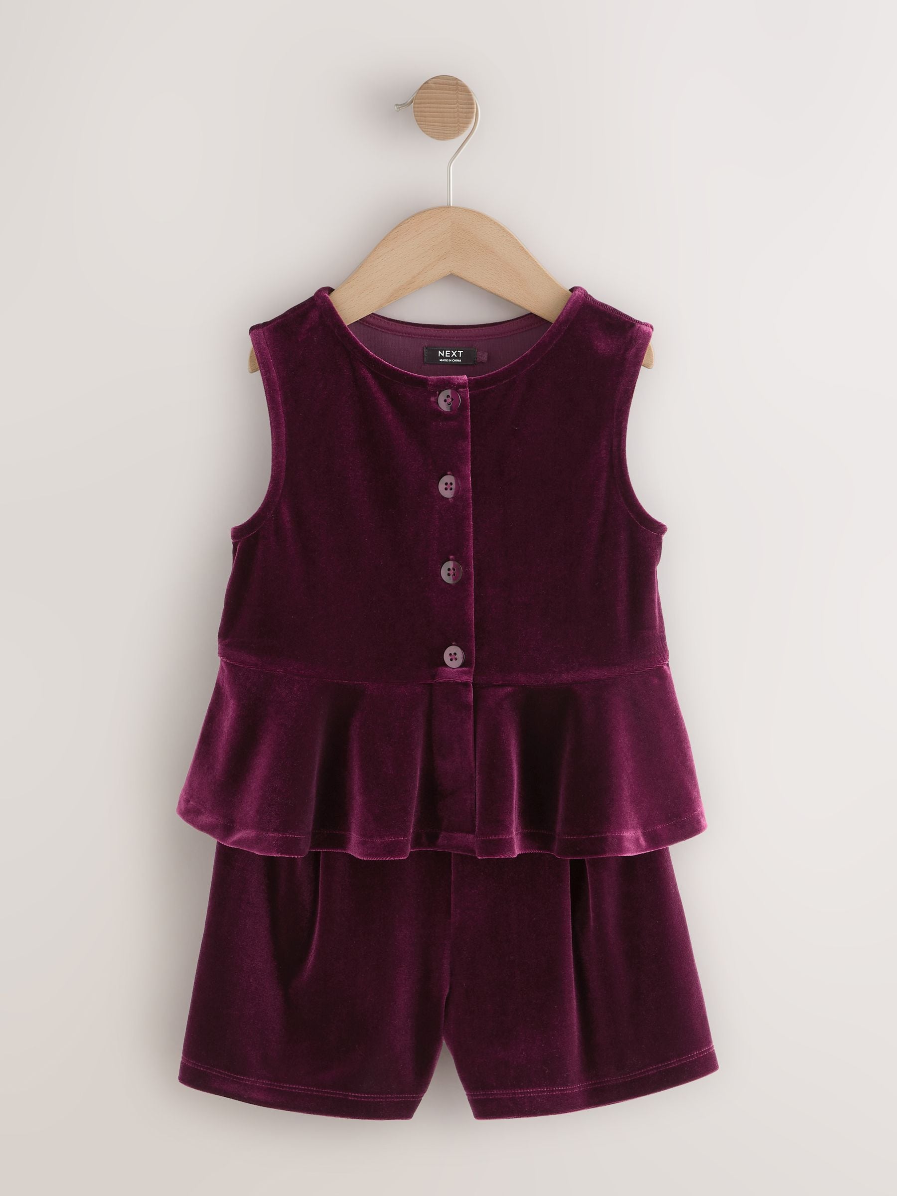 Buy Burgundy Red Velour Waistcoat and Shorts Set (3-16yrs) from