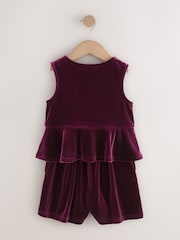 Burgundy Red Velour Waistcoat and Short Set (3-16yrs) - Image 5 of 8