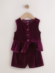 Burgundy Red Velour Waistcoat and Short Set (3-16yrs) - Image 6 of 8