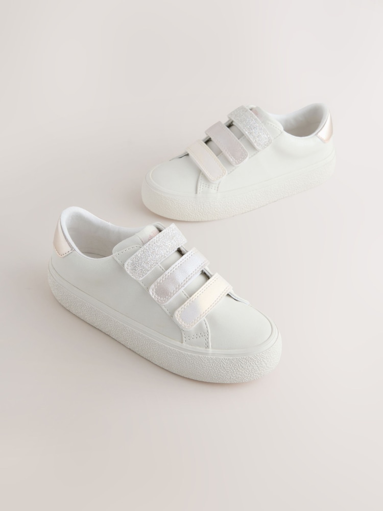 White Touch Fastening Wide Fit (G) Low Top Trainers - Image 1 of 5