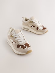 Cow Print Lace-up Bubble Trainers - Image 1 of 5