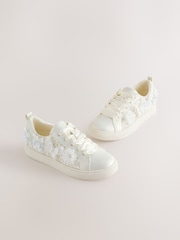Silver Glitter Butterfly Occasion Lace Up Trainers - Image 1 of 5
