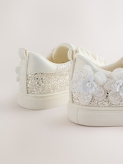 Silver Glitter Butterfly Occasion Lace Up Trainers - Image 3 of 5