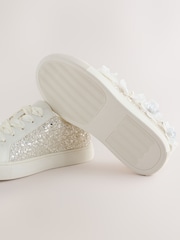 Silver Glitter Butterfly Occasion Lace Up Trainers - Image 5 of 5