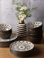 Code Maison 12 Piece Black Inari Dinner Set - Image 1 of 3