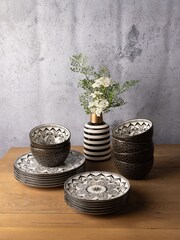 Code Maison 12 Piece Black Inari Dinner Set - Image 2 of 3
