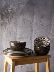 Code Maison 12 Piece Black Inari Dinner Set - Image 3 of 3