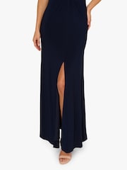 Adrianna Papell Blue Shirred Mermaid Jersey Gown - Image 5 of 6