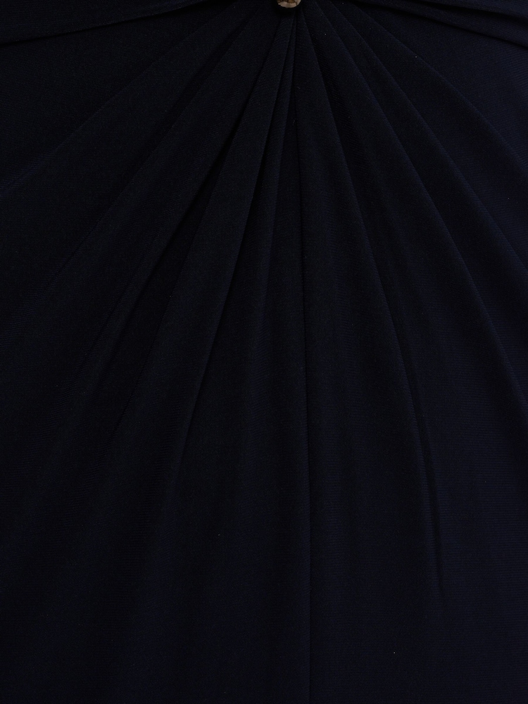 Adrianna Papell Blue Shirred Mermaid Jersey Gown - Image 6 of 6