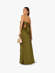 Adrianna By Adrianna Papell Green Stretch Satin Long Dress - Image 3 of 6