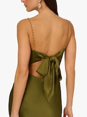 Adrianna By Adrianna Papell Green Stretch Satin Long Dress - Image 5 of 6