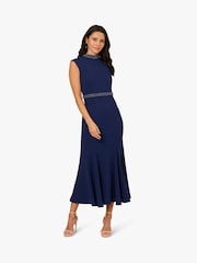 Adrianna Papell Blue Pearl Crepe Trim Dress - Image 3 of 6