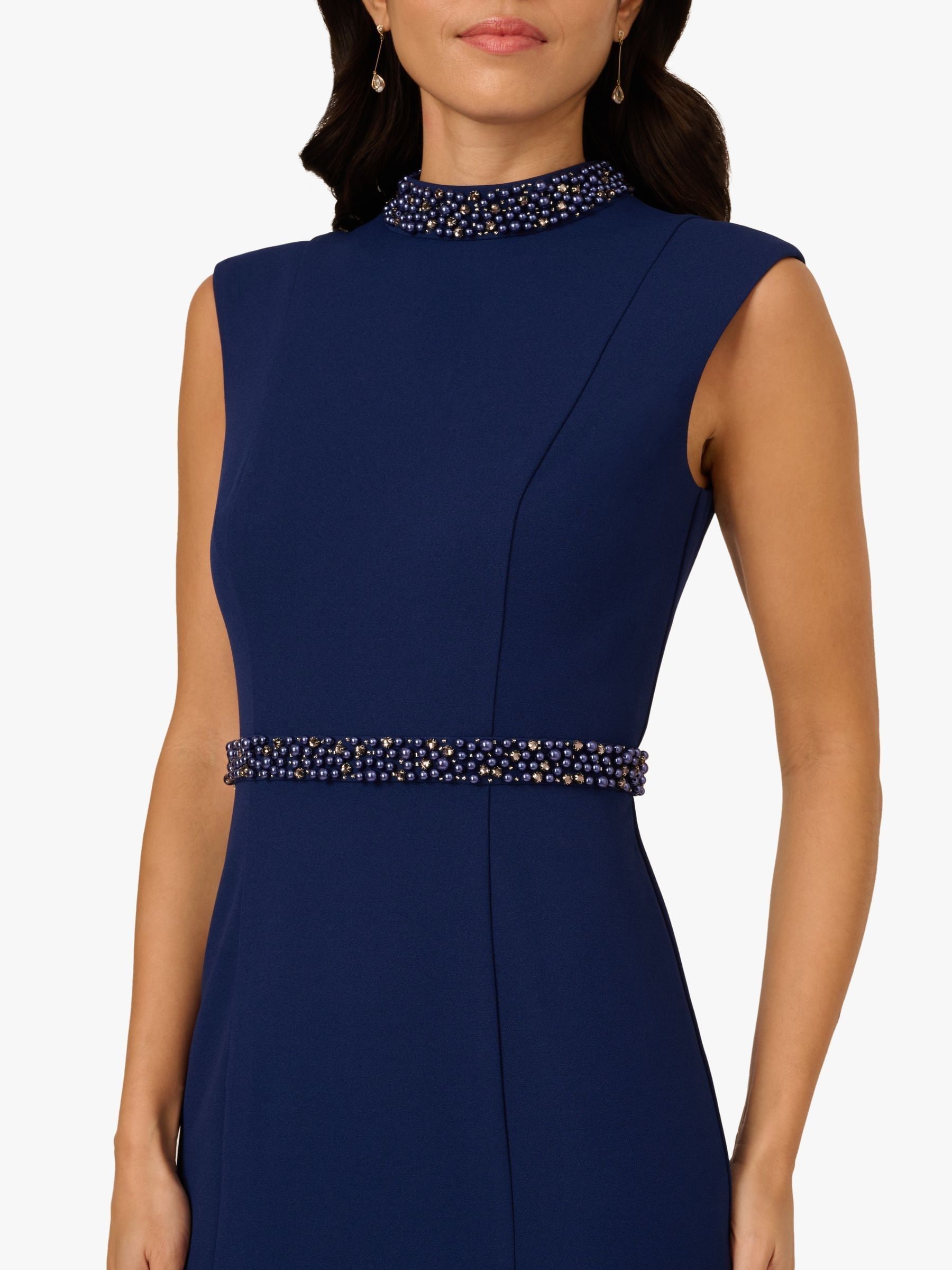 【海外限定】AdriannaPapell ドレス☆Blue Pearl Crepe Trim Dre Buy Adrianna Papell Blue Pearl Crepe Trim Dress from Next