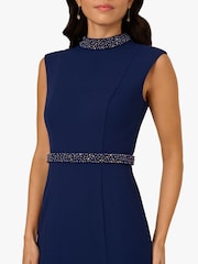 Adrianna Papell Blue Pearl Crepe Trim Dress - Image 4 of 6