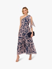 Adrianna Papell Blue Floral Print Organza Jumpsuit - Image 3 of 6