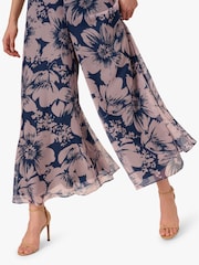 Adrianna Papell Blue Floral Print Organza Jumpsuit - Image 5 of 6