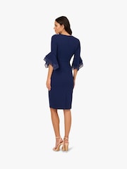 Adrianna Papell Blue Crepe Combo Midi Dress - Image 2 of 7