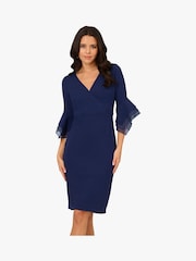 Adrianna Papell Blue Crepe Combo Midi Dress - Image 3 of 7