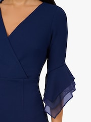 Adrianna Papell Blue Crepe Combo Midi Dress - Image 6 of 7