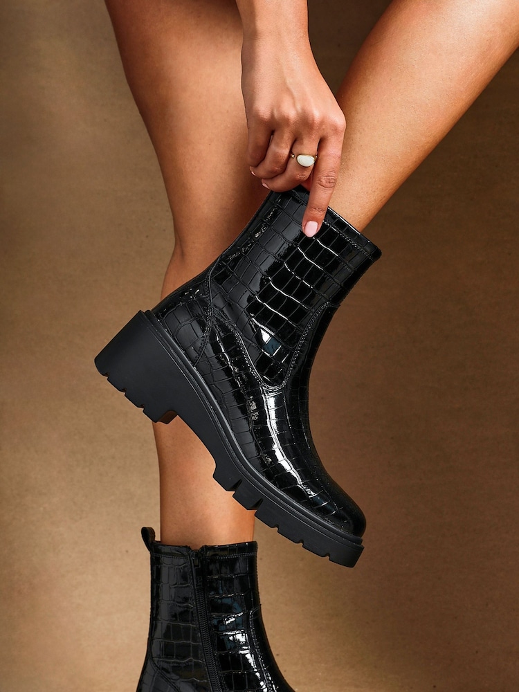 Linzi Charcoal Black Limited Wedge Ankle Boots - Image 1 of 6