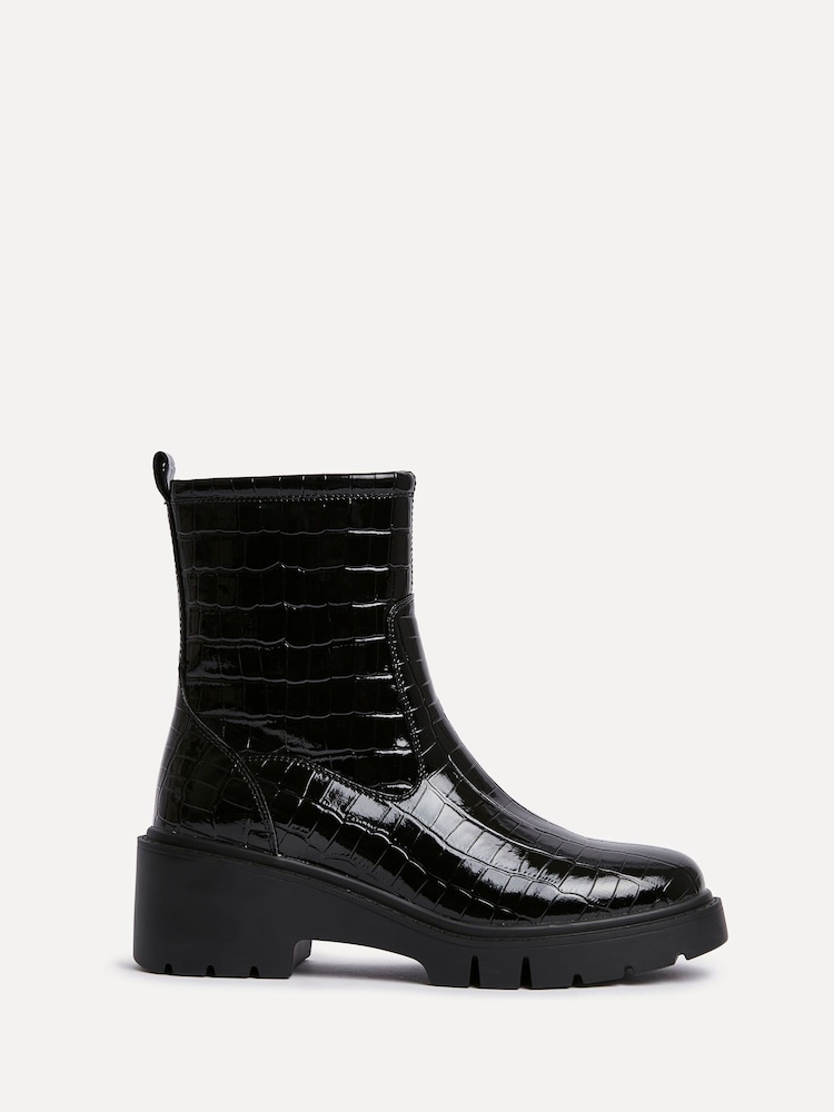 Linzi Charcoal Black Limited Wedge Ankle Boots - Image 2 of 6