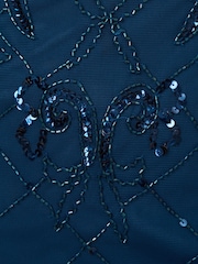 Adrianna Papell Blue Studio Bead Halter Long Dress - Image 6 of 6
