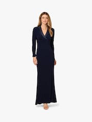Adrianna Papell Blue Tuxedo Long Dress - Image 3 of 6