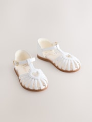 أبيض - صنادل للمناسبات بتصميم صياد مع تفاصيل قلب - صورة 1 من 5