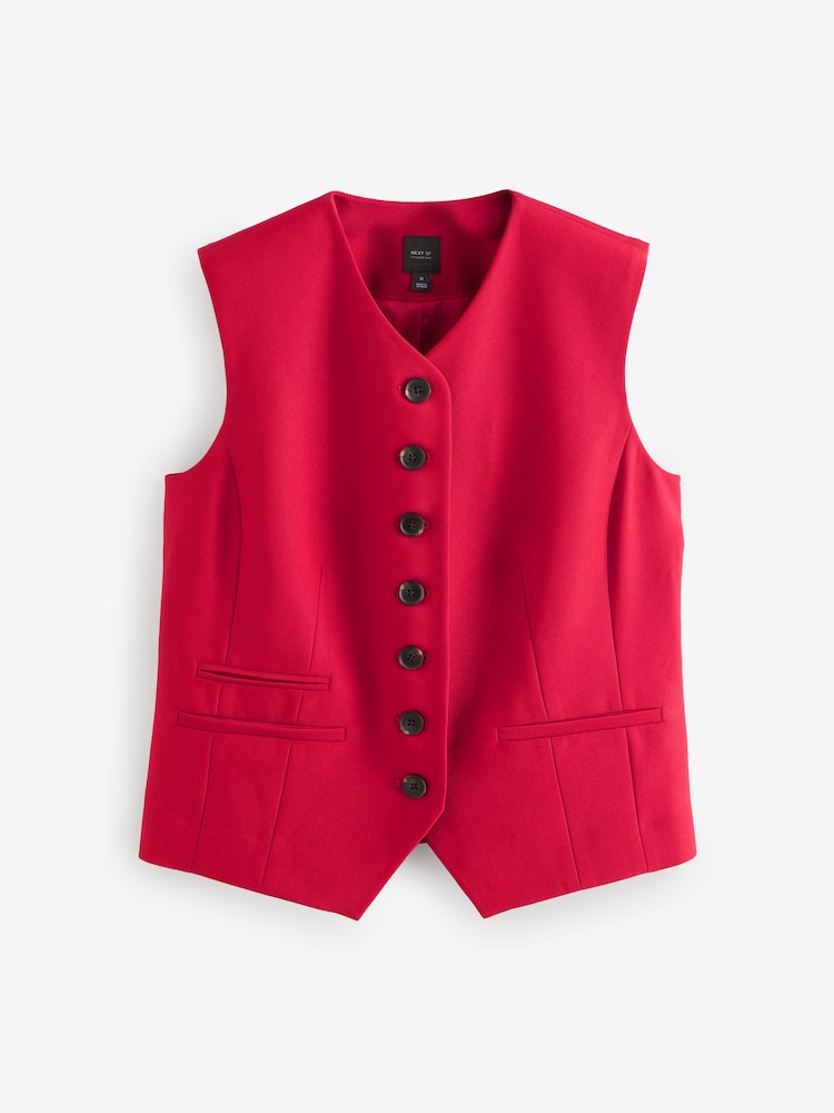 Red Button Front Waistcoat - Image 1 of 1
