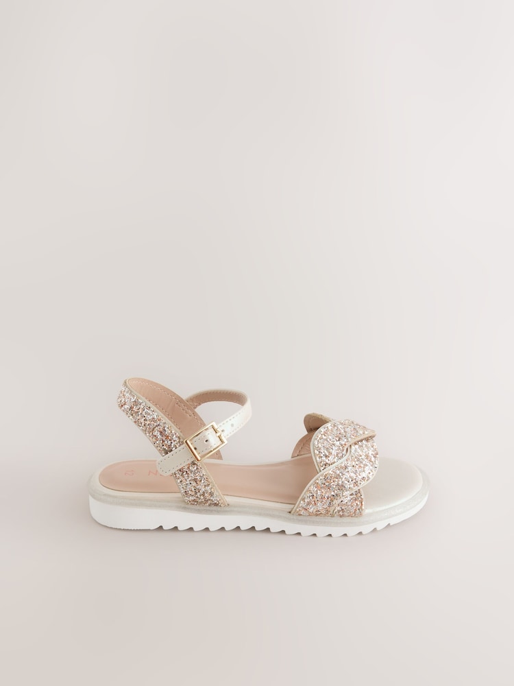 Gold Glitter Occasion Sandals - Image 1 of 5 Gold Glitter Occasion Sandals - Image 1 of 5