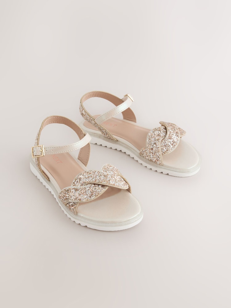 Gold Glitter Occasion Sandals - Image 2 of 5 Gold Glitter Occasion Sandals - Image 2 of 5