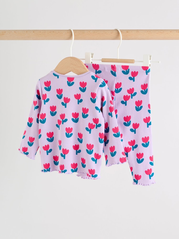 Purple Flower Baby Top and Leggings 2 Piece Set (0mths-2yrs) - Image 1 of 15