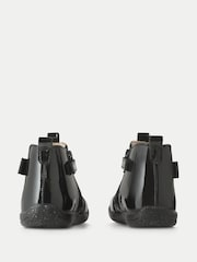 Start-Rite Girls Wonderland Shiny Patent Ankle Zip-Up Bow Chelsea Black Boots - Image 4 of 6