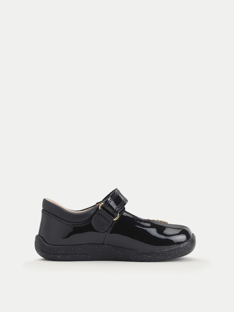 Start-Rite Girls Fairy Tale Shiny Patent Mary Jane Rip Tape Floral Print First Black Shoes - Imagen 2 de 6 Start-Rite Girls Fairy Tale Shiny Patent Mary Jane Rip Tape Floral Print First Black Shoes - Imagen 2 de 6