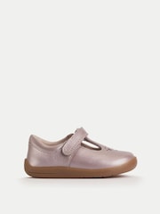 Start-Rite Girls Eternal Pink Pearlised Leather T-bar Rip-Tape First Walking Shoes - Image 1 of 5
