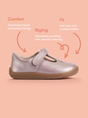 Start-Rite Pink Blush Pearlised Leather Eternal T-bar Rip-tape First Walking Shoes - Image 8 of 8