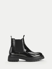 Start-Rite Senior Girls London Patent Chunky Chelsea Black Boots - Image 1 of 5