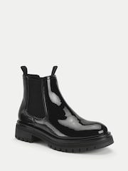 Start-Rite Senior Girls London Patent Chunky Chelsea Black Boots - Image 2 of 5