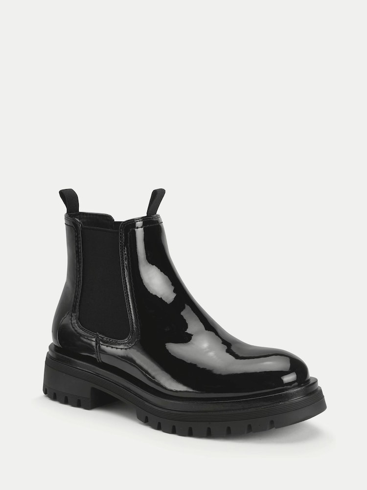 Start-Rite Senior Girls London Patent Chunky Chelsea Black Boots - Image 2 of 5