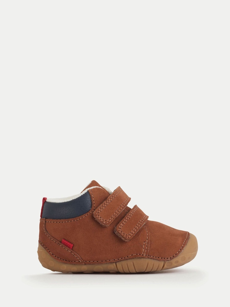 Start-Rite Baby Pip Nubuck Pre-Walking Double Rip-Tape Brown Boots - Image 1 of 6