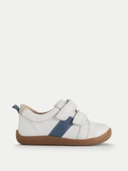 Start-Rite Styler Leather Toddler Double Rip Tape Trainers Style First White Shoes - Image 1 of 6