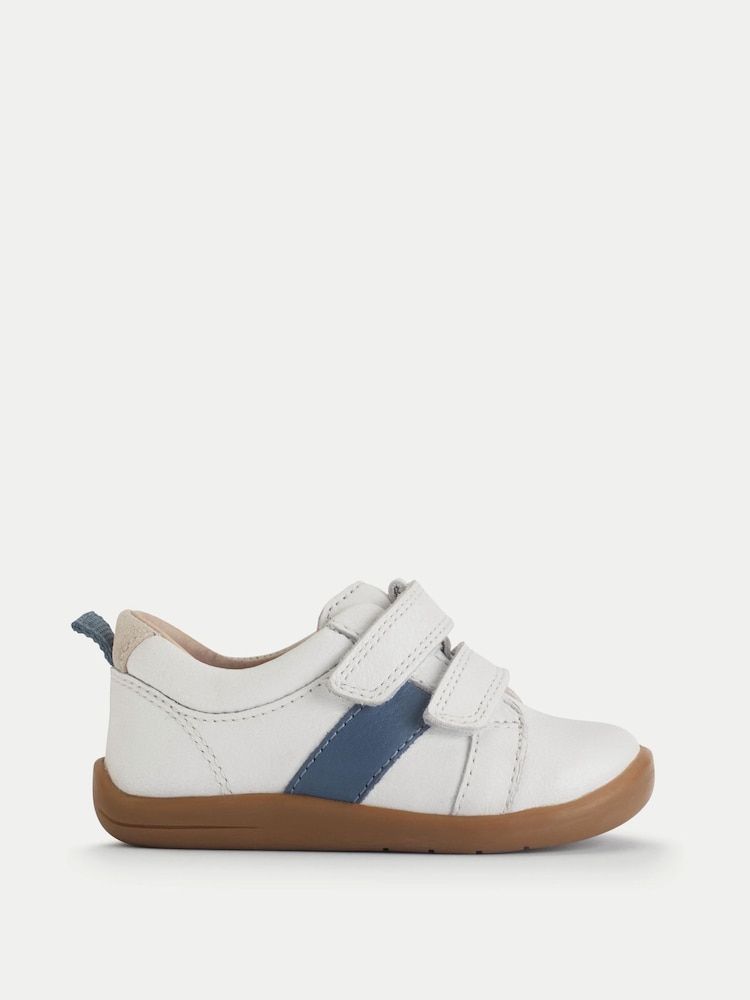 Start-Rite Styler Leather Toddler Double Rip Tape Trainers Style First White Shoes - Image 1 of 6
