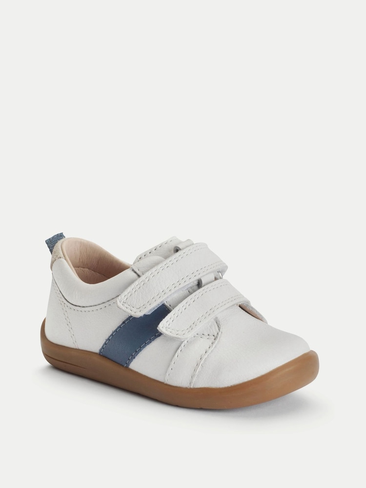 Start-Rite Styler Leather Toddler Double Rip Tape Trainers Style First White Shoes - Image 2 of 6