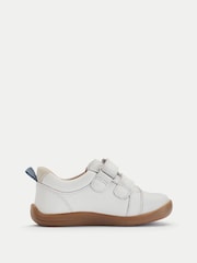 Start-Rite Styler Leather Toddler Double Rip Tape Trainers Style First White Shoes - Image 3 of 6