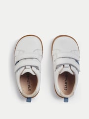 Start-Rite Styler Leather Toddler Double Rip Tape Trainers Style First White Shoes - Image 5 of 6