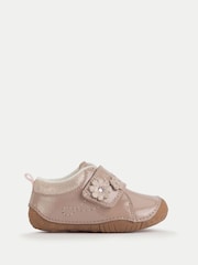 Start-Rite Girls Lila Patent Single Rip-Tape Closed Floral Print Pre-Walkers Nude Shoes - Image 1 of 6