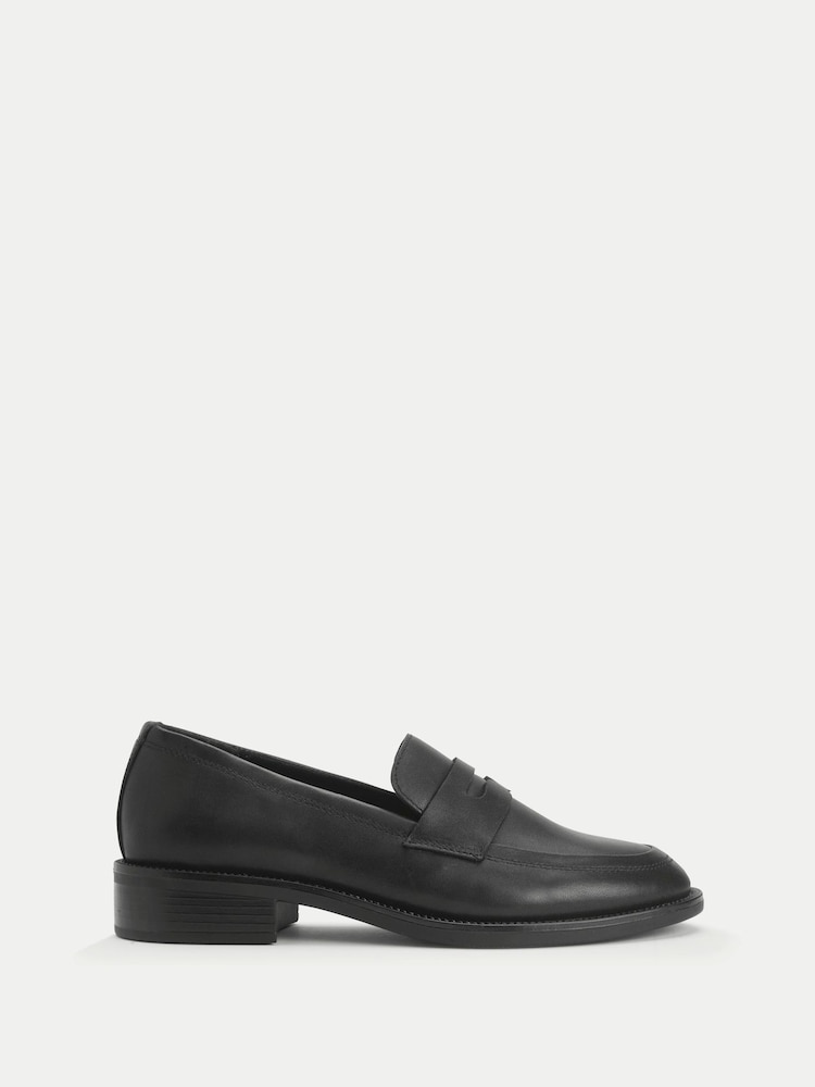 Start-Rite Senior Girls Milan Leather Slip-on Loafter School Black Shoes - Image 1 of 5