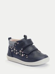Start-Rite Girls Blue Rove Leather Double Rip-Tape Closed Floral Print First Ankle Boots - Image 3 of 6