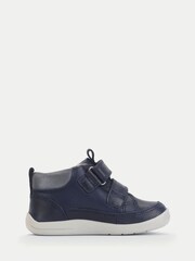 Start-Rite Girls Blue Rove Leather Double Rip-Tape Closed Floral Print First Ankle Boots - Image 4 of 6